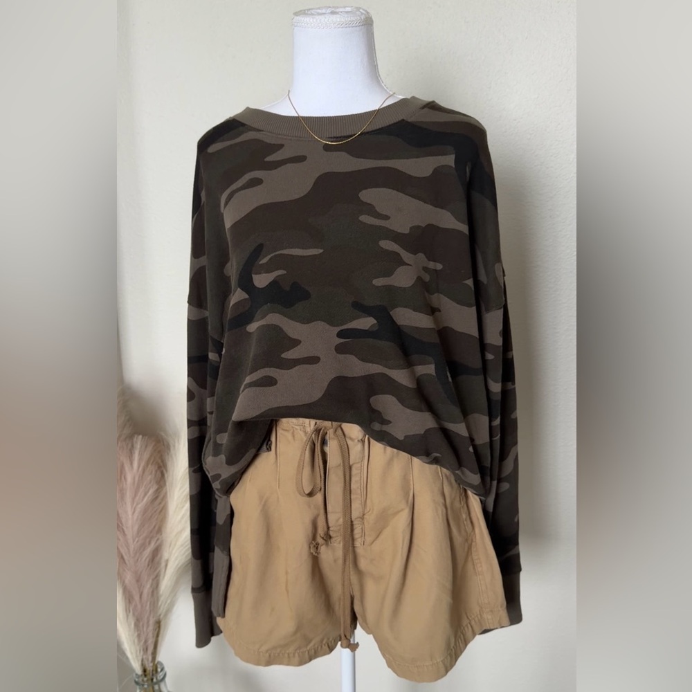 Time and Tru - Olive Military Print Sweater